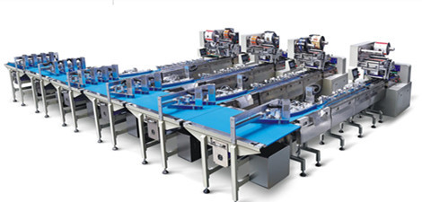 Biscuit Cookie Food Automatic Packaging Line Cake Waffle Feeding And Bag Packing Line