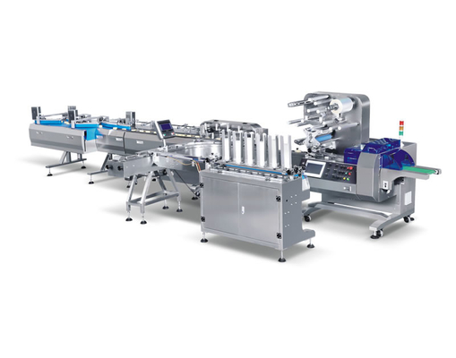 Automatic Horizontal Flow Food Container Packing Machine With Products Feeding