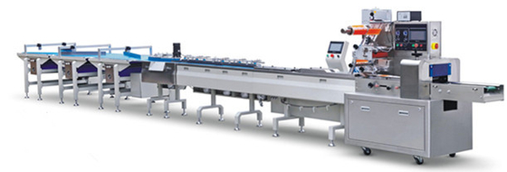 Biscuit Cookie Food Automatic Packaging Line Cake Waffle Feeding And Bag Packing Line